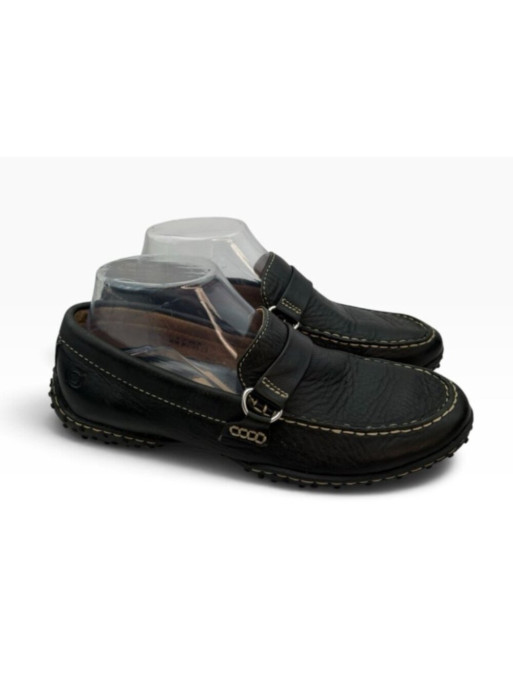 -BORN Comfort Driving Loafers Womens 9 Black Pebbled Leather Slip On Casual Shoe